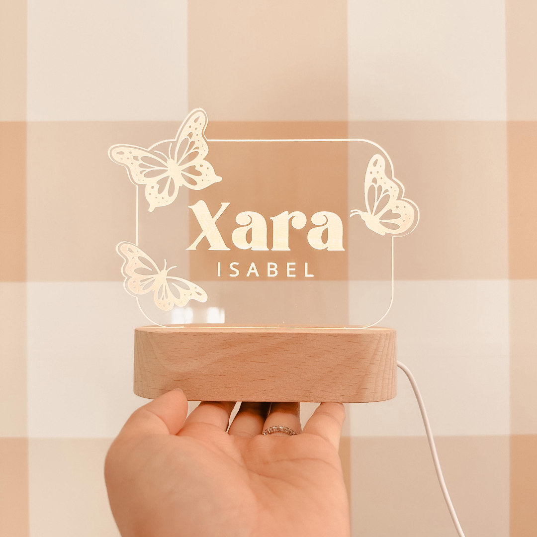 Wooden night lamp top with name