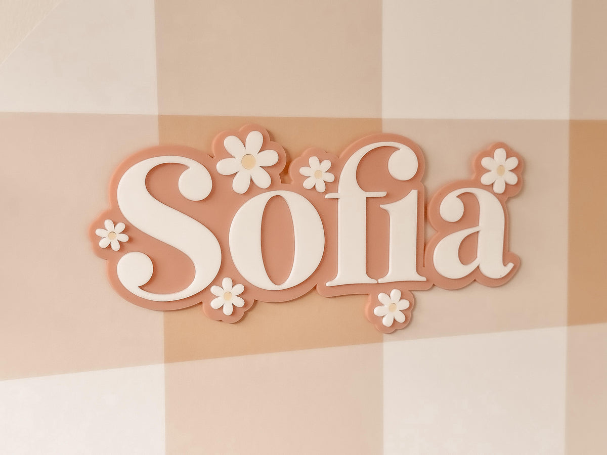 Daisy Theme Double Layer Name Plaque