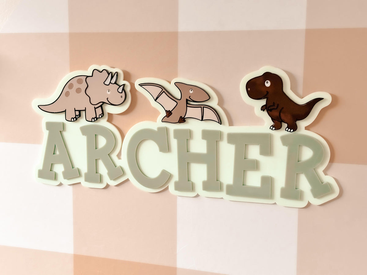 Dinosaur Theme Double Layer Name Plaque