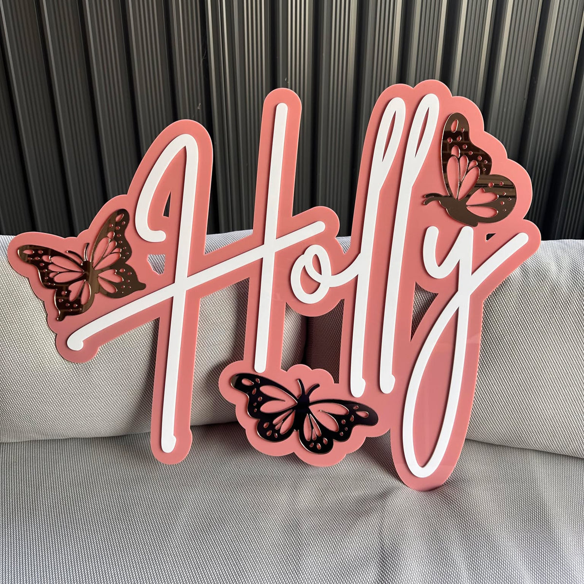 Butterfly Theme Double Layer Name Plaque