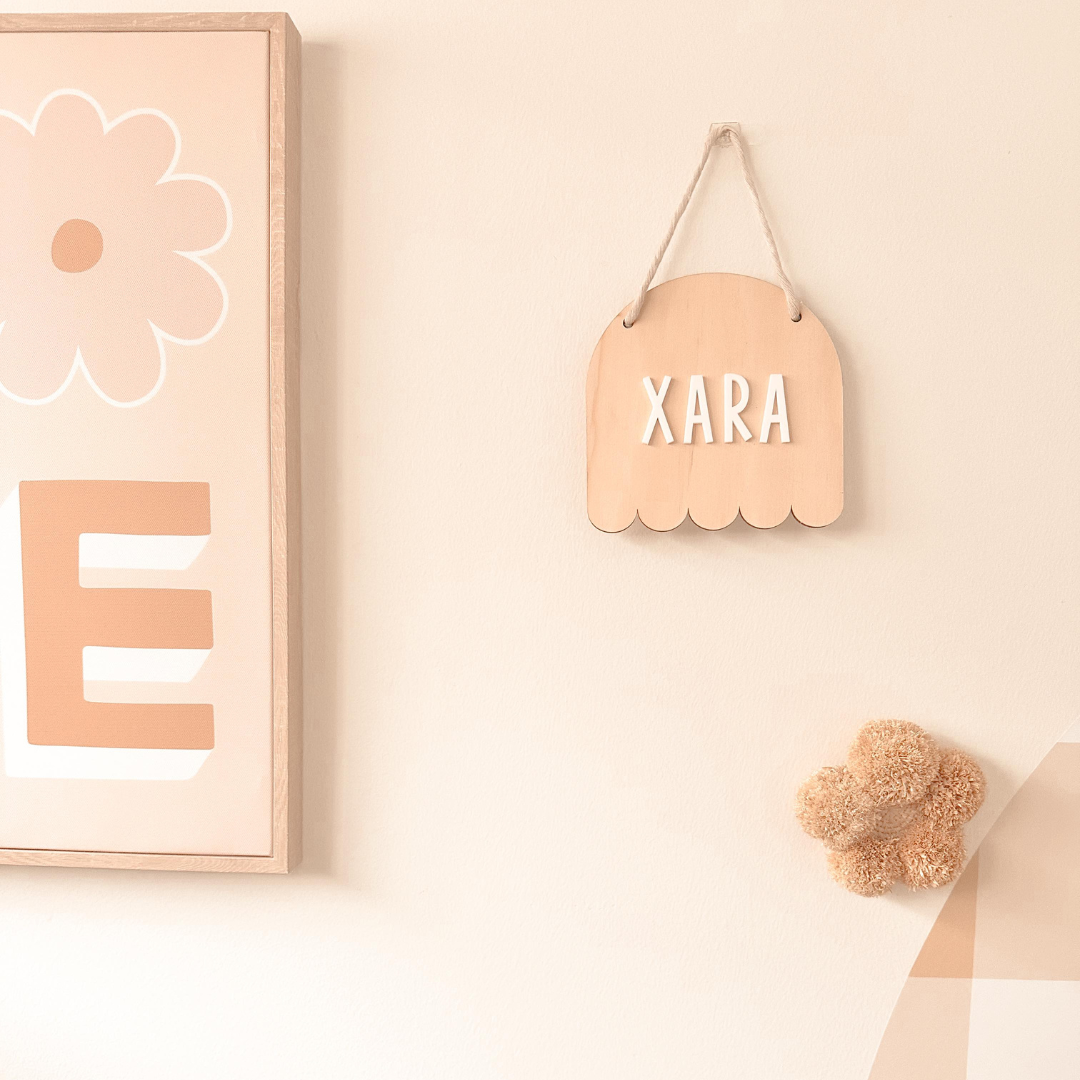Wooden Scallop Arch Name Plaque