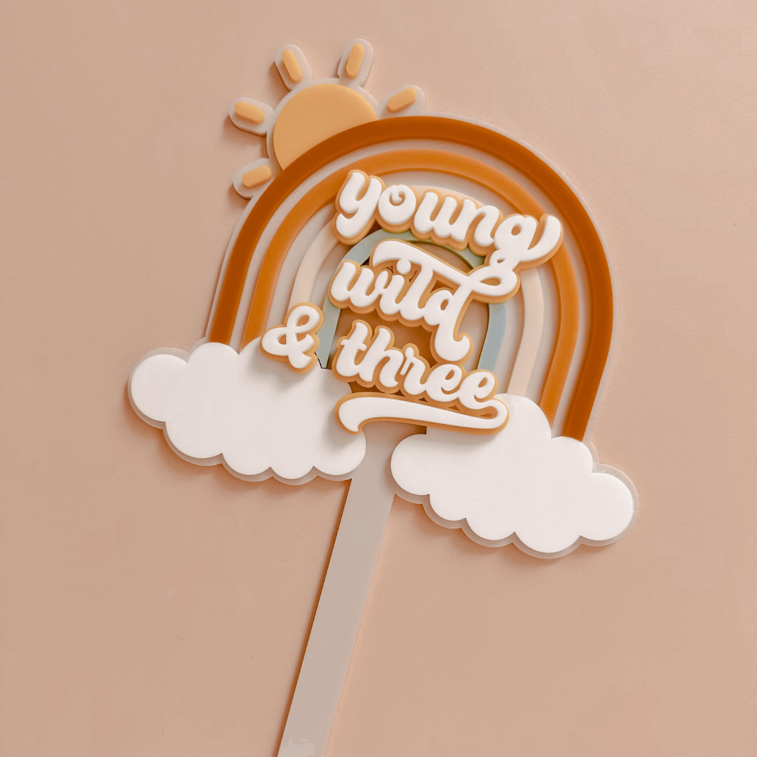 Young Wild & Three Cake Topper