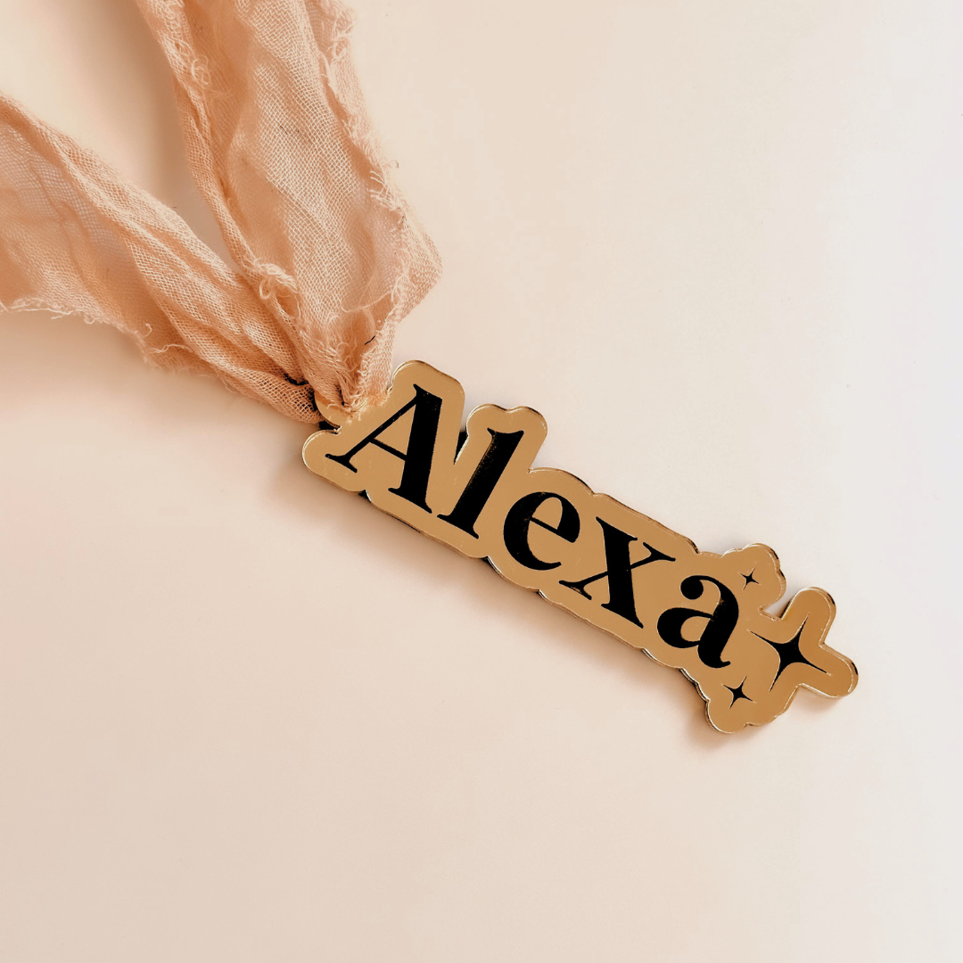 Mirrored Name Ornament with Sparkle