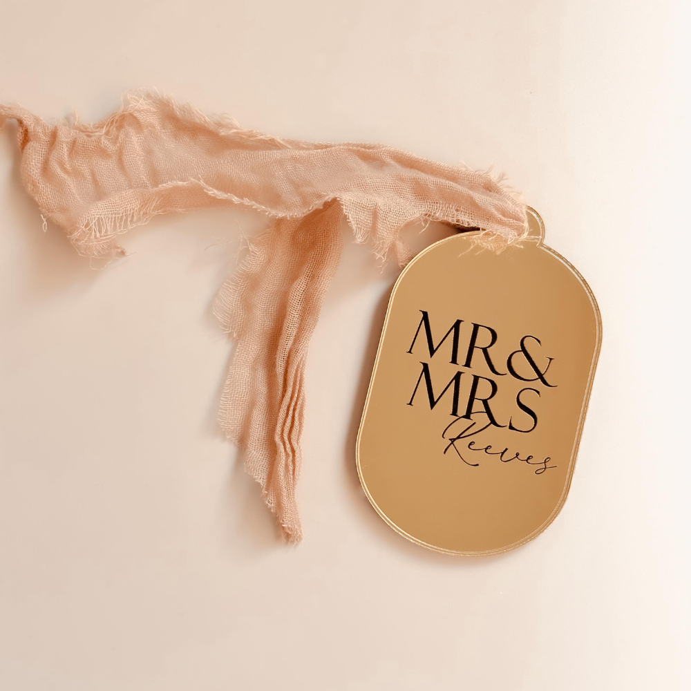 Mirrored Oval Mr & Mrs Ornament