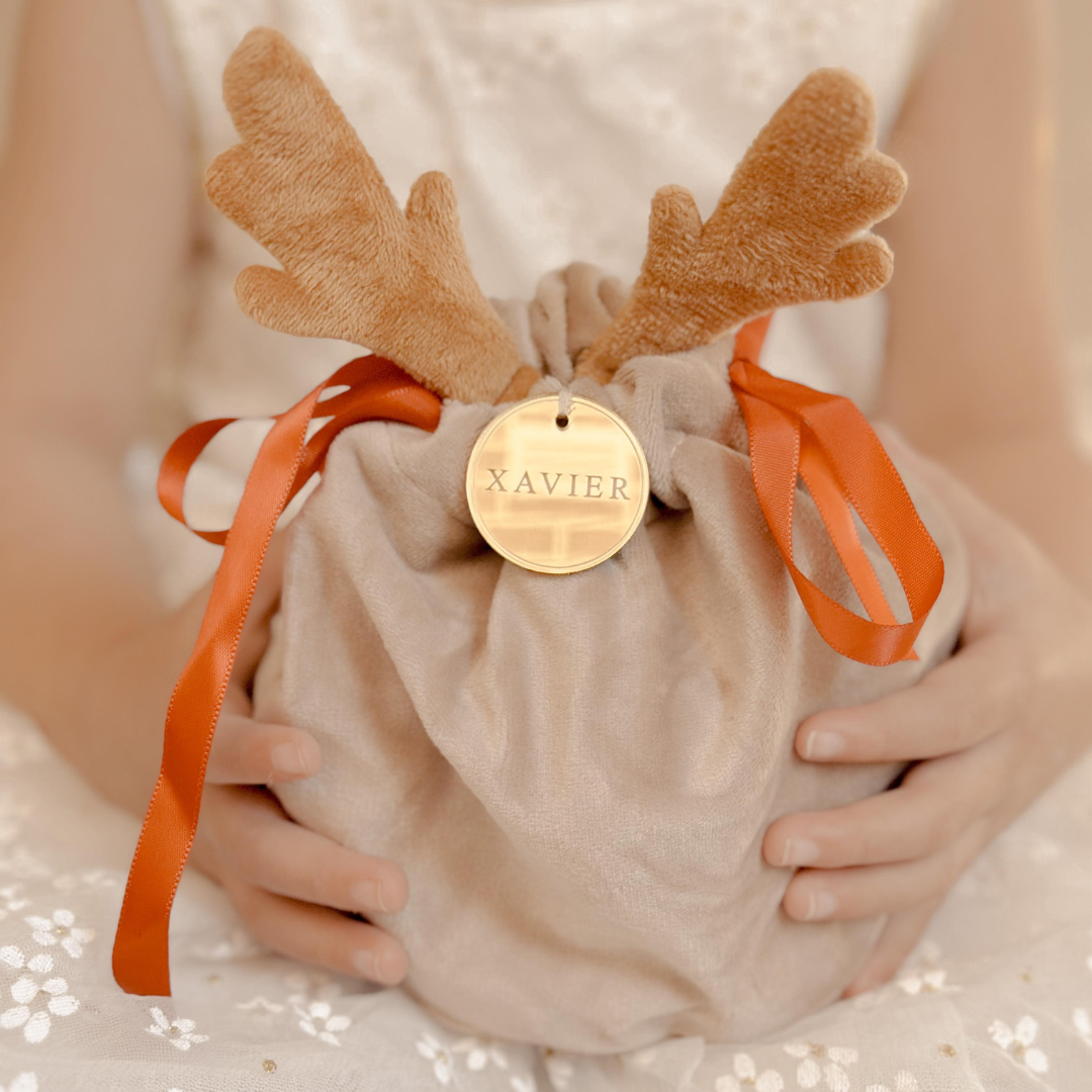 Personalised Velvet Reindeer Pouch