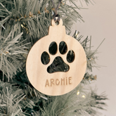 Wooden Pawprint Cut-Out Pet Ornament