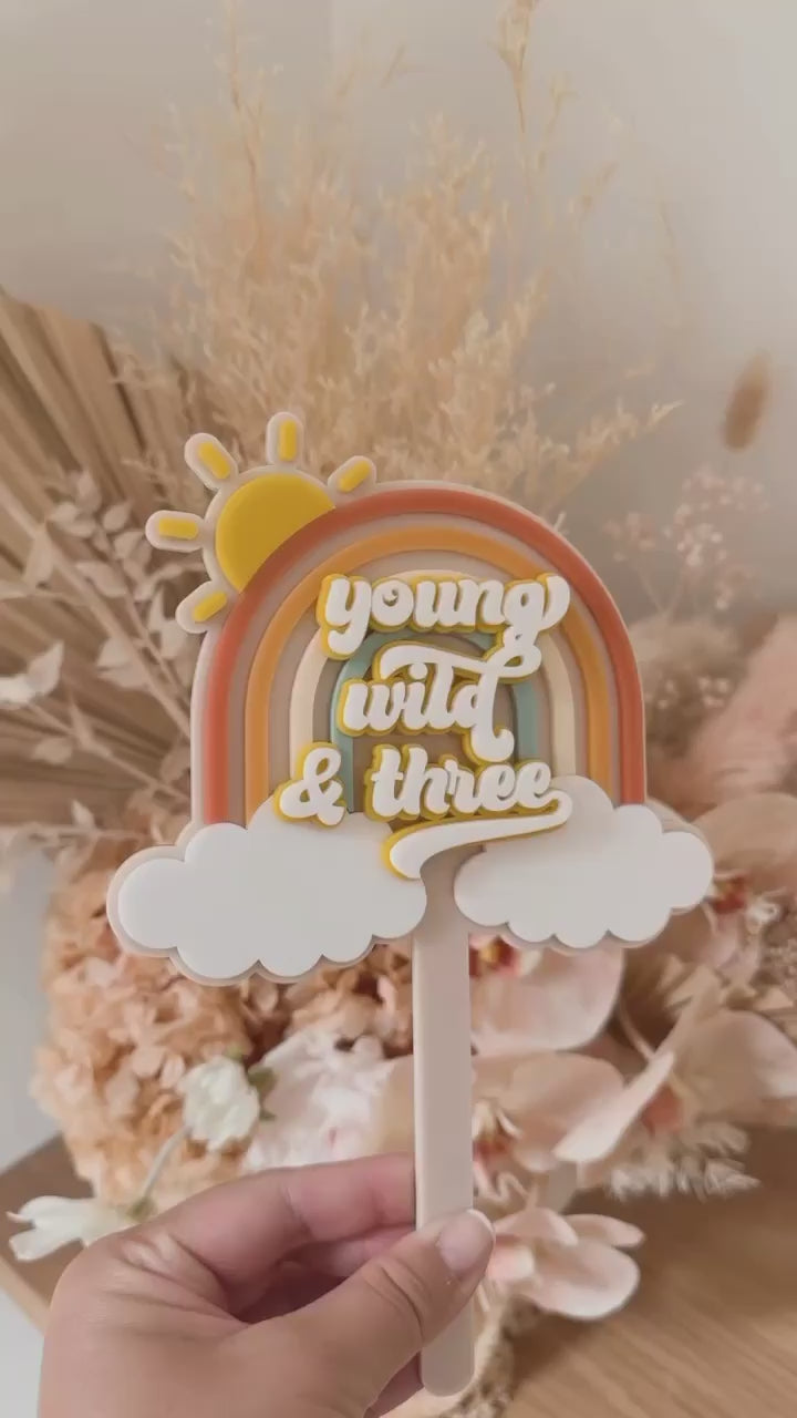 Young Wild & Three Cake Topper
